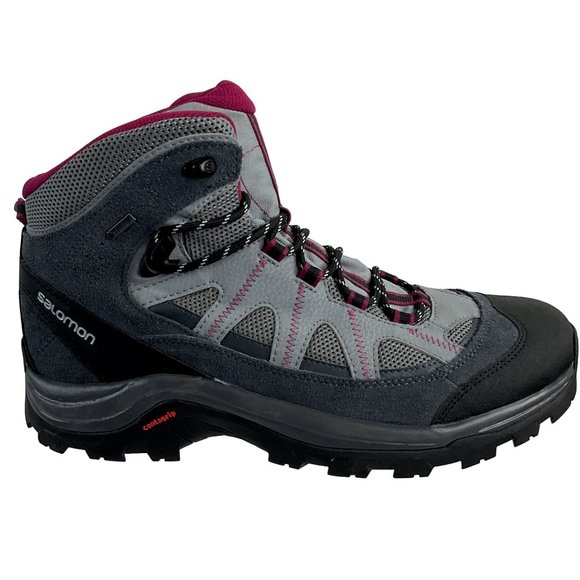 Salomon Boots Womens Sz 9.5 Gray Mauve Hiking Contagrip Ortholite $230 New - Picture 1 of 15